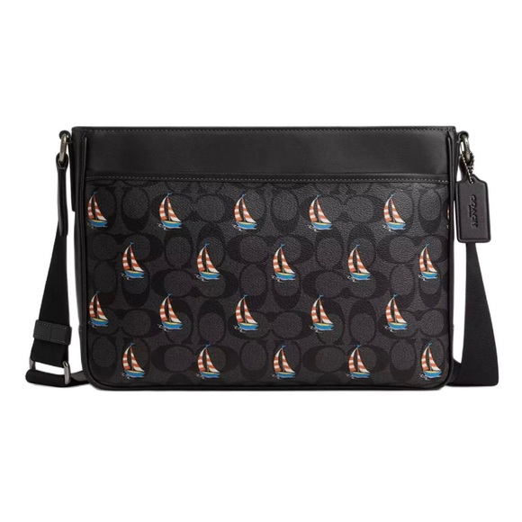 NWT！COACH District Crossbody Bag In Signature Canvas With Sailboat Print （CT898） - Picture 7 of 8